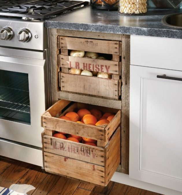 17 Excellent Kitchen Storage Ideas Made With Recycling Old Crates