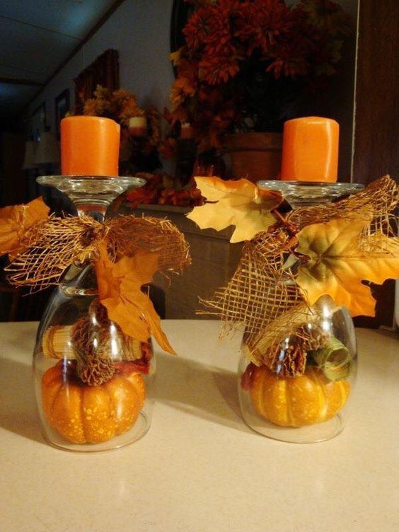 decorare i bicchieri a tema autunnale