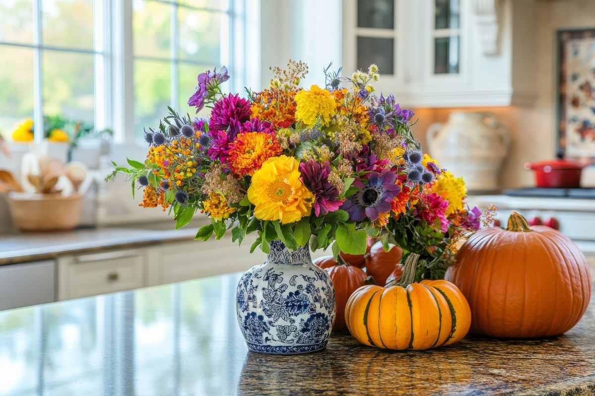 come usare zucche e fiori per le decorazioni