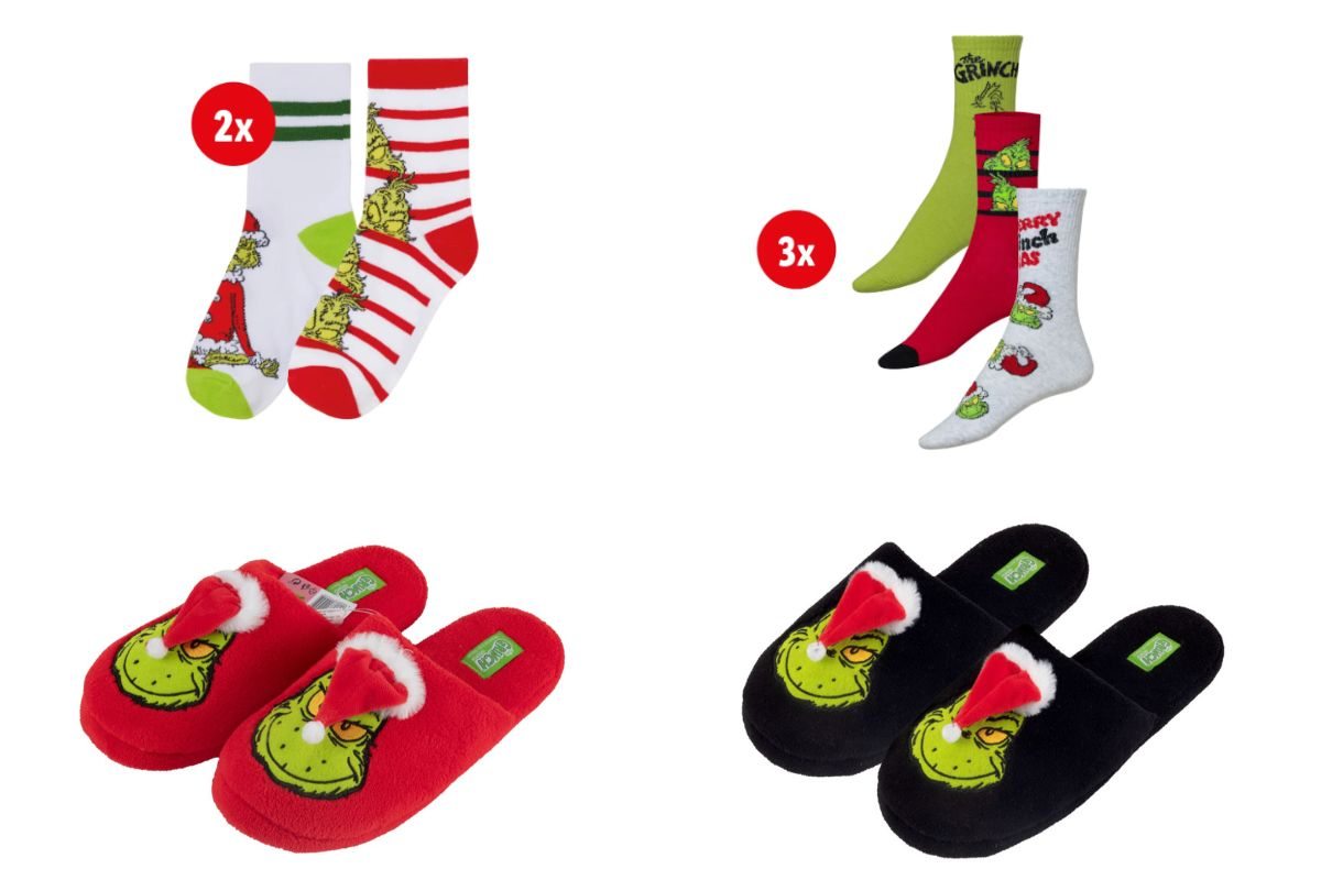 offerta su calze e pantofole Grinch da Lidl