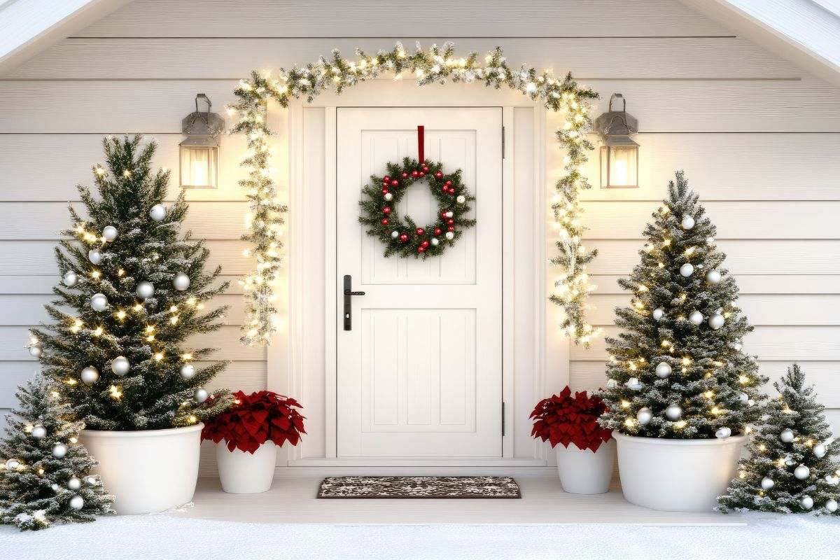 Decorare il portone di casa a Natale